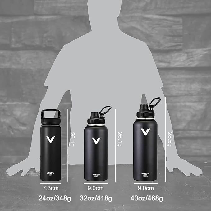 A E T EASYTAO - Termo de Acero Inoxidable, Termo de Agua con 2 Tapas, para Agua Fría (24 horas) o Caliente .