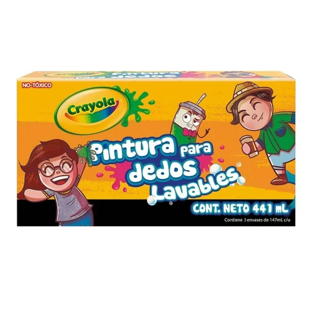 Crayola Pintura Para Dedos Multicolor Digital, Lavables, 441 ml , Paquete de 3 Pinturas