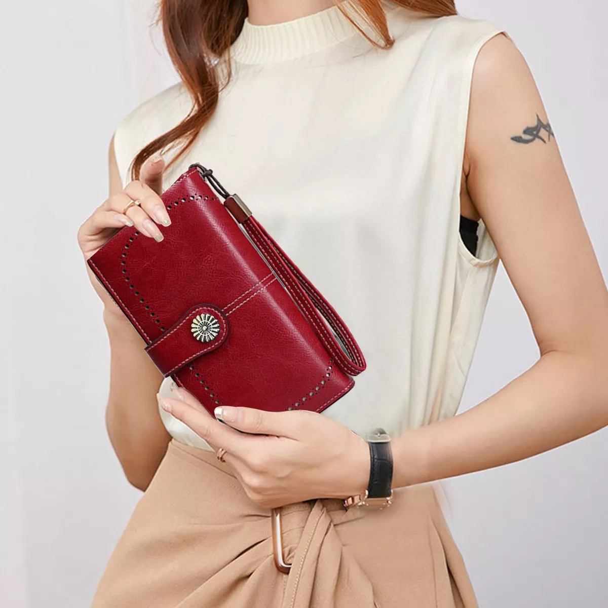 Cartera Para Mujer Gran Capacidad Rojo