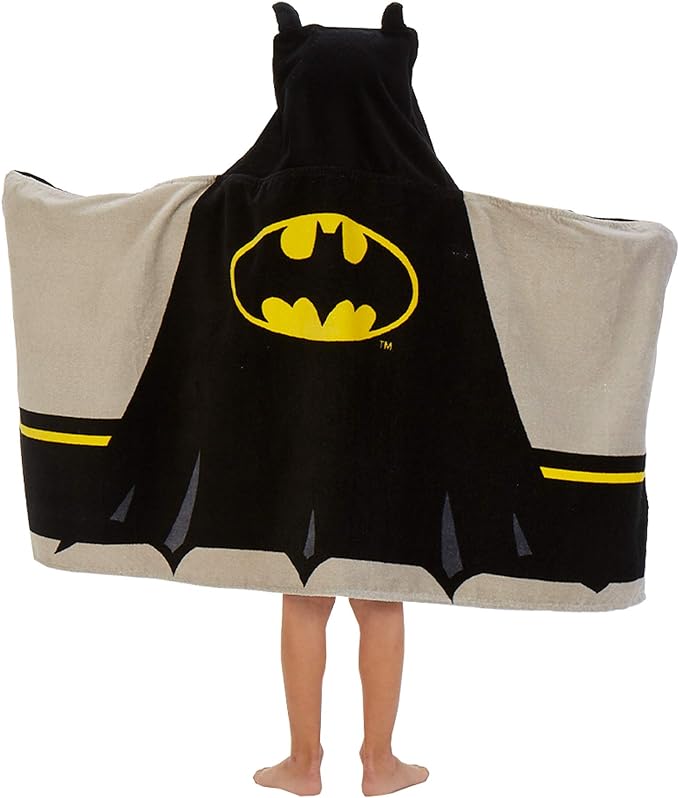 A Franco - Toalla de felpa de algodón suave con capucha para baño y playa para niños, 24 x 50 pulgadas, Batman.