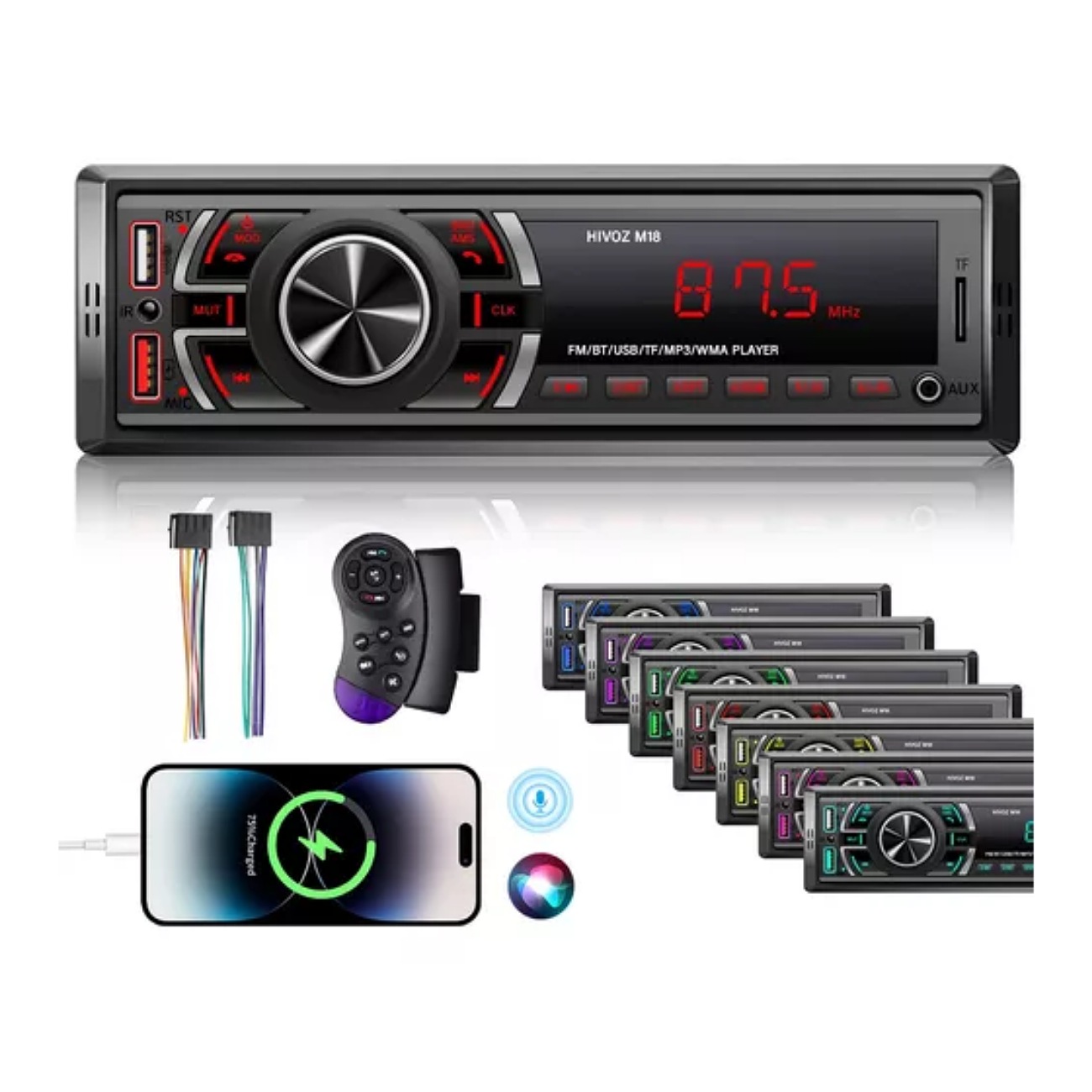 Auto Estereo Coche Reproductor Mp3 Radio Con Bt Aux Usb Sd
