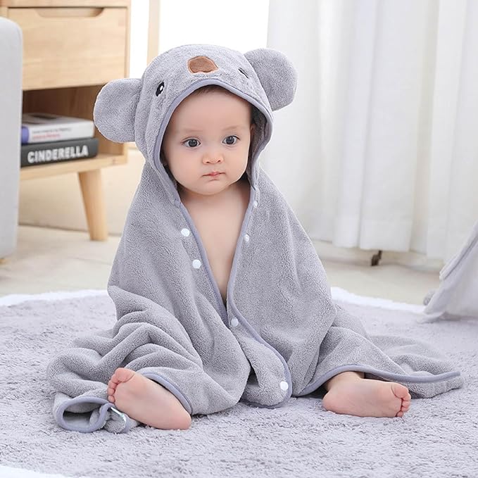 A Tucorresi Toalla de baño con Capucha para niños - Ultra Suave y Extragrande, con Capucha para niñas y niño de 2 a 9 Años,85 * 120cm,La osa Menor (Gris).