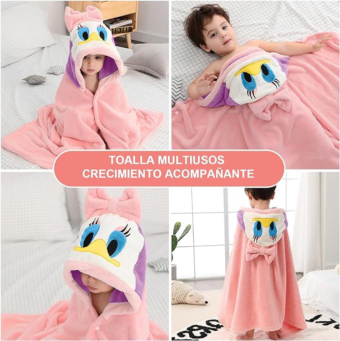 A ZZBIFRJ Toalla Niños con Capucha, 90 x 150cm Toalla de Baño para Niña, Tejido Polar Coral, Suave y Absorbente, Apta para Toallas de Baño y Playa.
