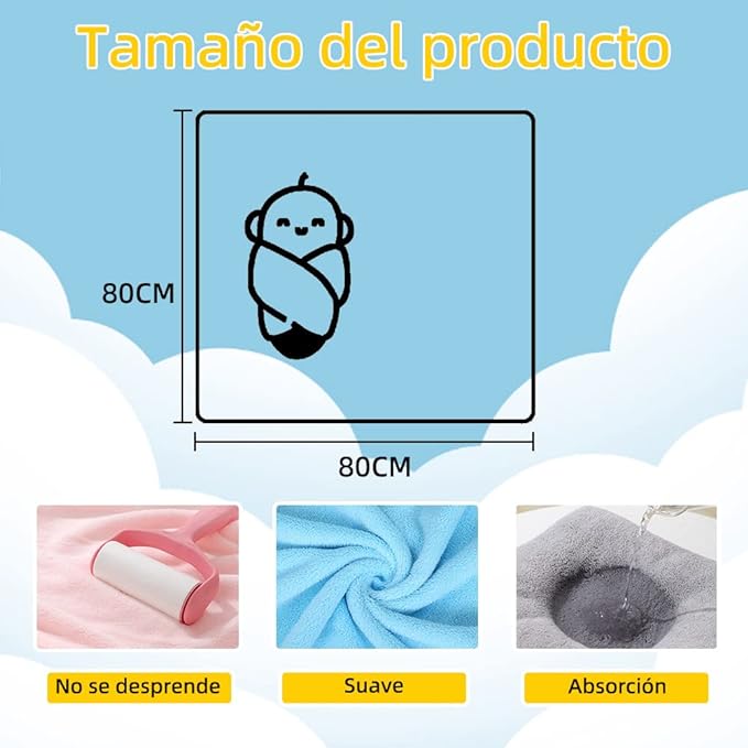 A PEIONO Toalla para Niños, Toalla de Baño con Capucha para Niños, Superabsorbente, Cómodo y Suave Forro Polar, Paquete de una Sola Pieza, Absorbe Rápidamente el Agua Que tu Hijo no Pase Frío(Blanco).