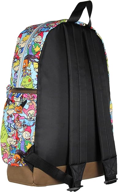 INTIMO Nickelodeon '90s Cartoon Rugrats Ren and Stimpy Mochila de viaje escolar con parte inferior de piel sintética, Multi colorido, Una talla, Mochilas de viaje.