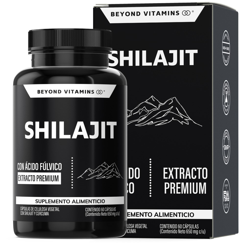 Suplemento Alimenticio Extracto Premium Shilajit y Raíz de Cúrcuma Beyond Vitamins 60 cápsulas