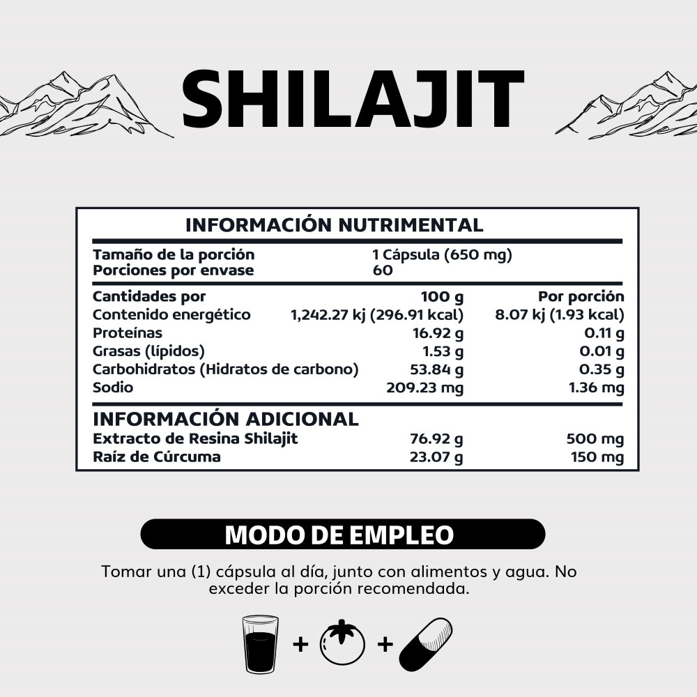 Suplemento Alimenticio Extracto Premium Shilajit y Raíz de Cúrcuma Beyond Vitamins 60 cápsulas