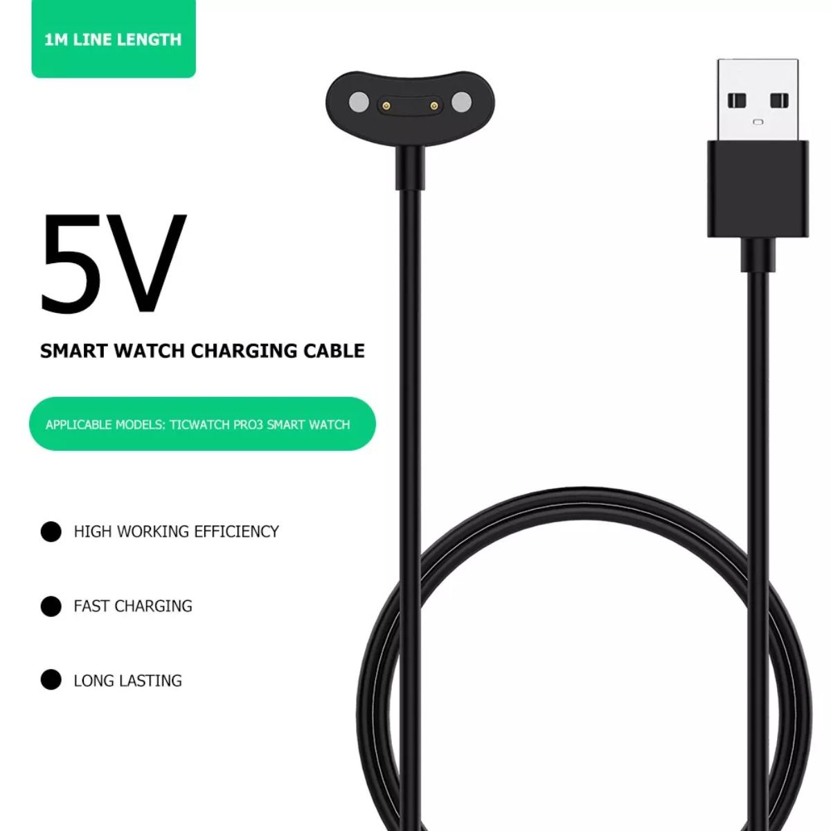 Cargador USB para Reloj Inteligente Compatible Con Ticwatch 1 m