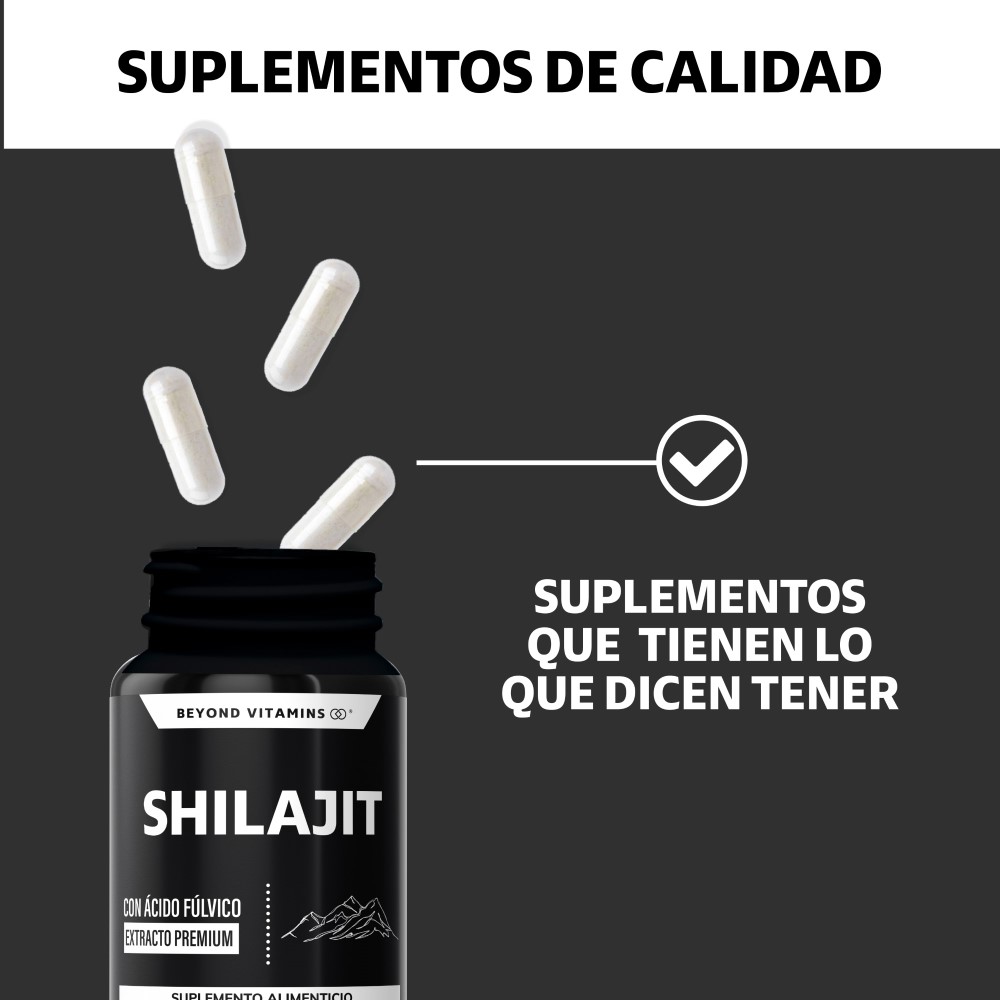 Suplemento Alimenticio Extracto Premium Shilajit y Raíz de Cúrcuma Beyond Vitamins 60 cápsulas