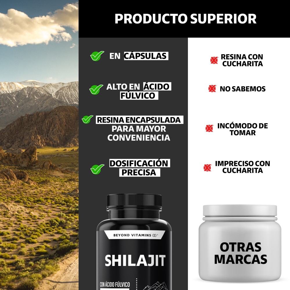 Suplemento Alimenticio Extracto Premium Shilajit y Raíz de Cúrcuma Beyond Vitamins 60 cápsulas