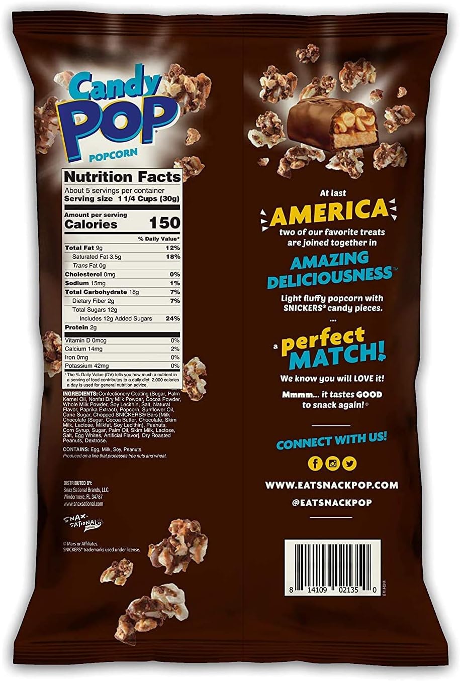 Snickers Candy Pop Palomitas de Maiz 5.25oz