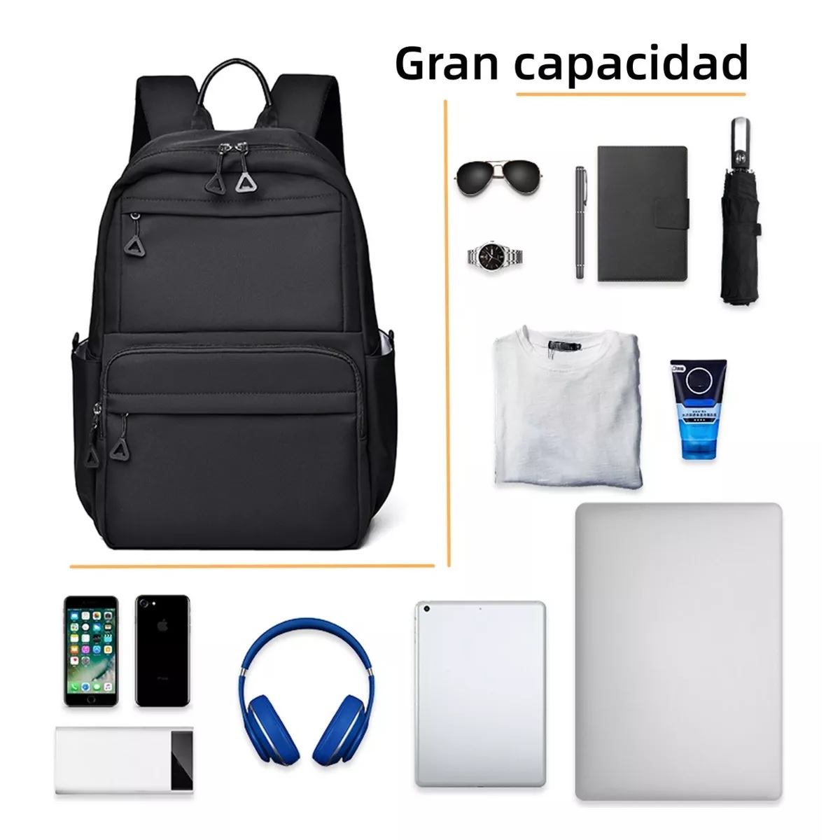Mochila Casual De Gran Capacidad Para Hombres Y Mujeres Negro