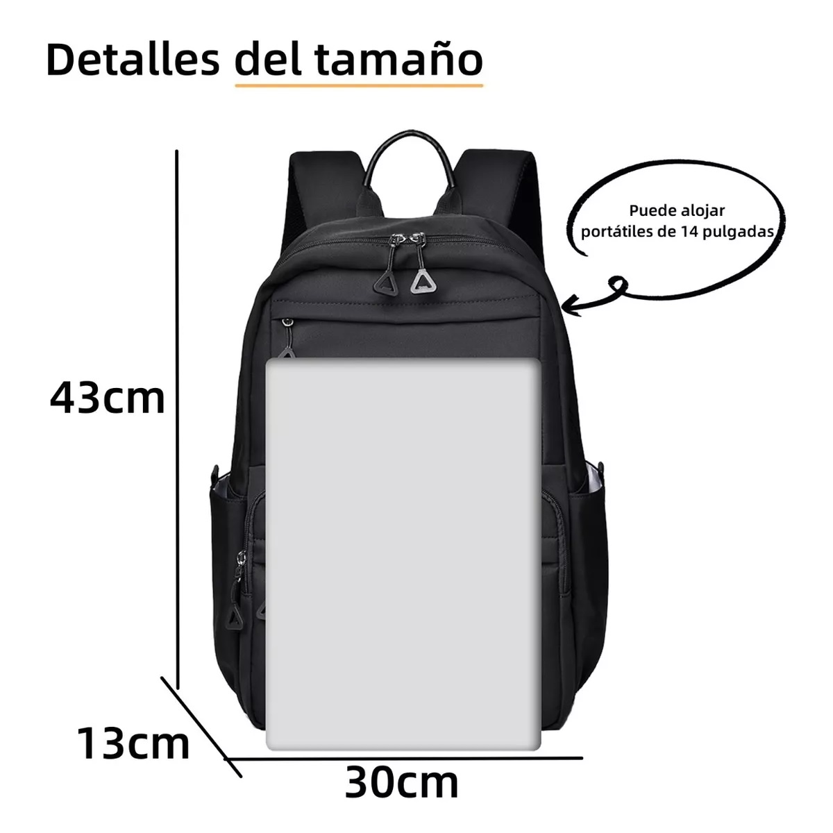 Mochila Casual De Gran Capacidad Para Hombres Y Mujeres Negro