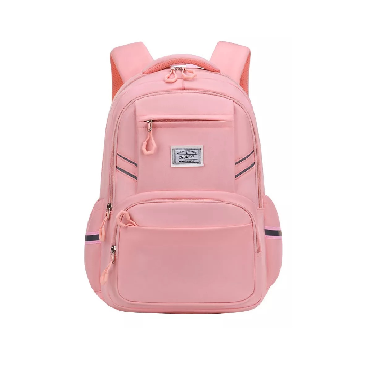 Mochila Escolar Poliéster Alta Capacidad Impermeable Rosa.