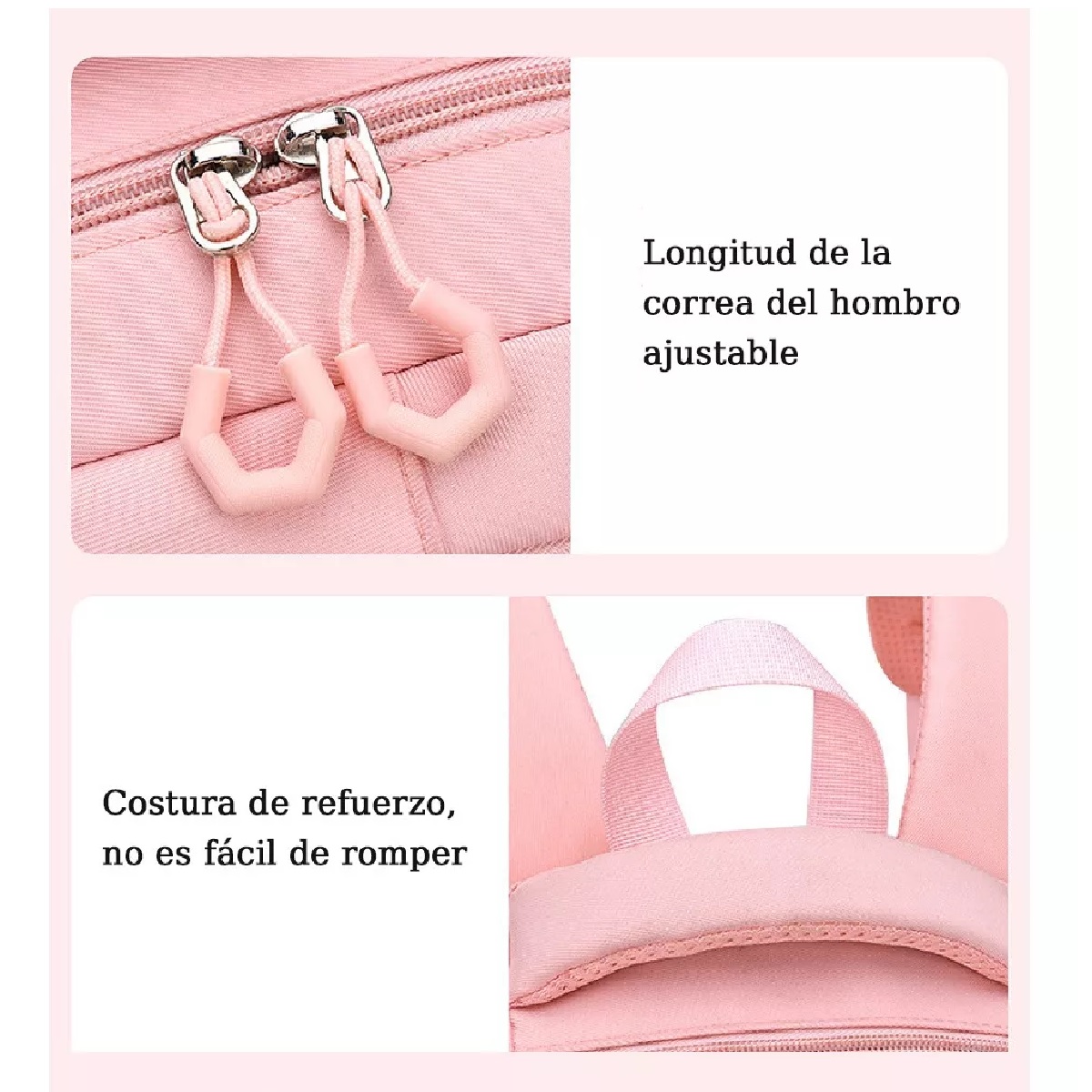 Mochila Escolar Poliéster Alta Capacidad Impermeable Rosa.