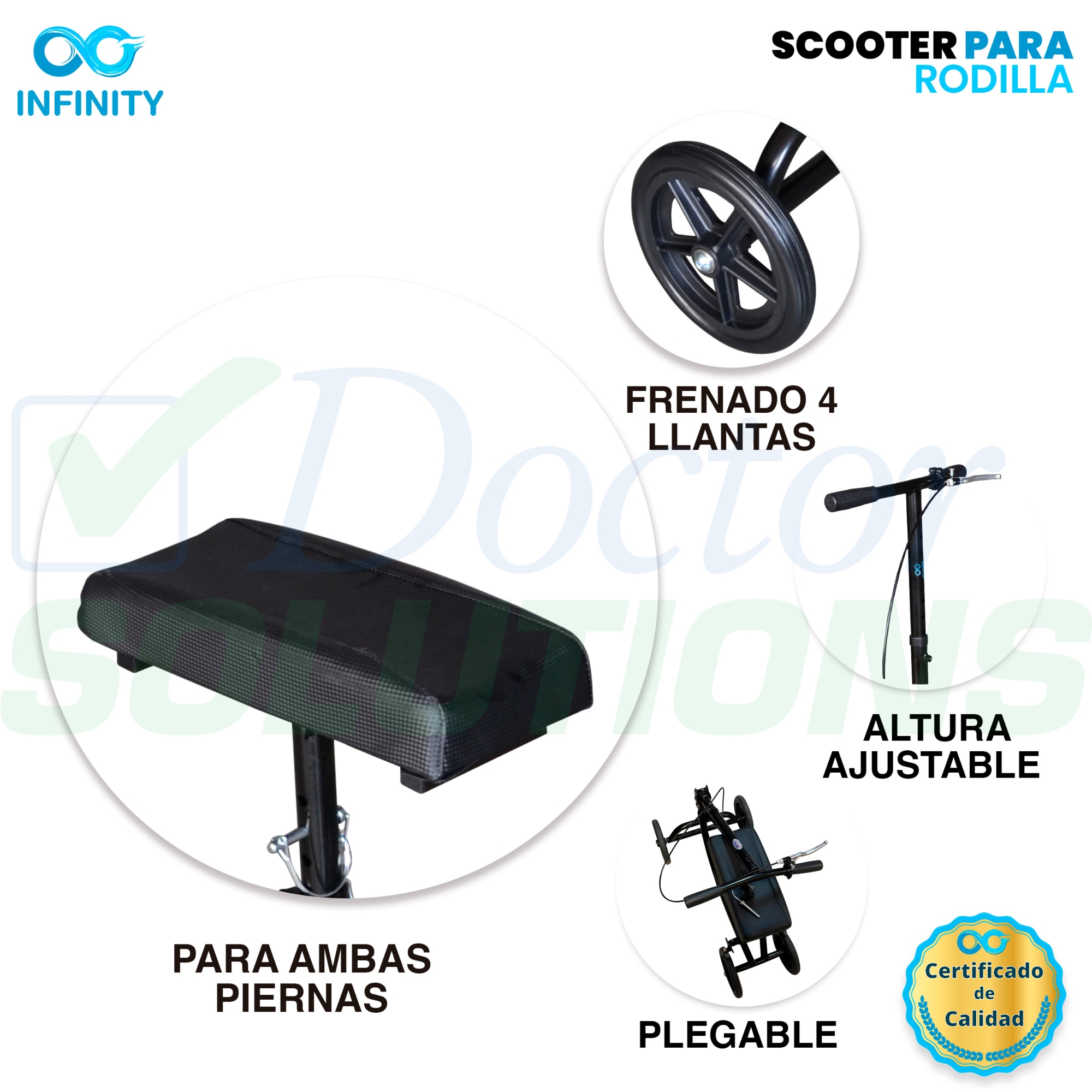 Andadera Ortopédica, Scooter Rider Para Rodilla Con Frenos.