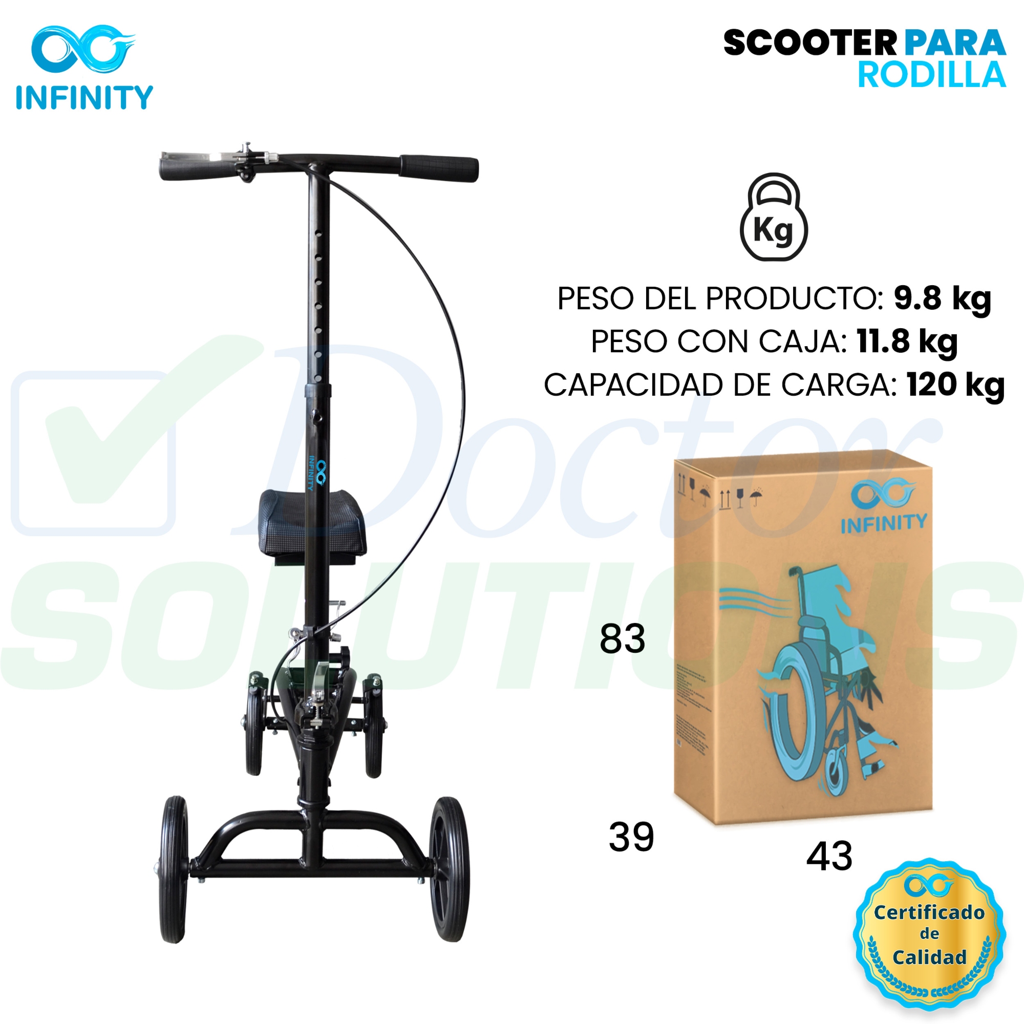 Andadera Ortopédica, Scooter Rider Para Rodilla Con Frenos.