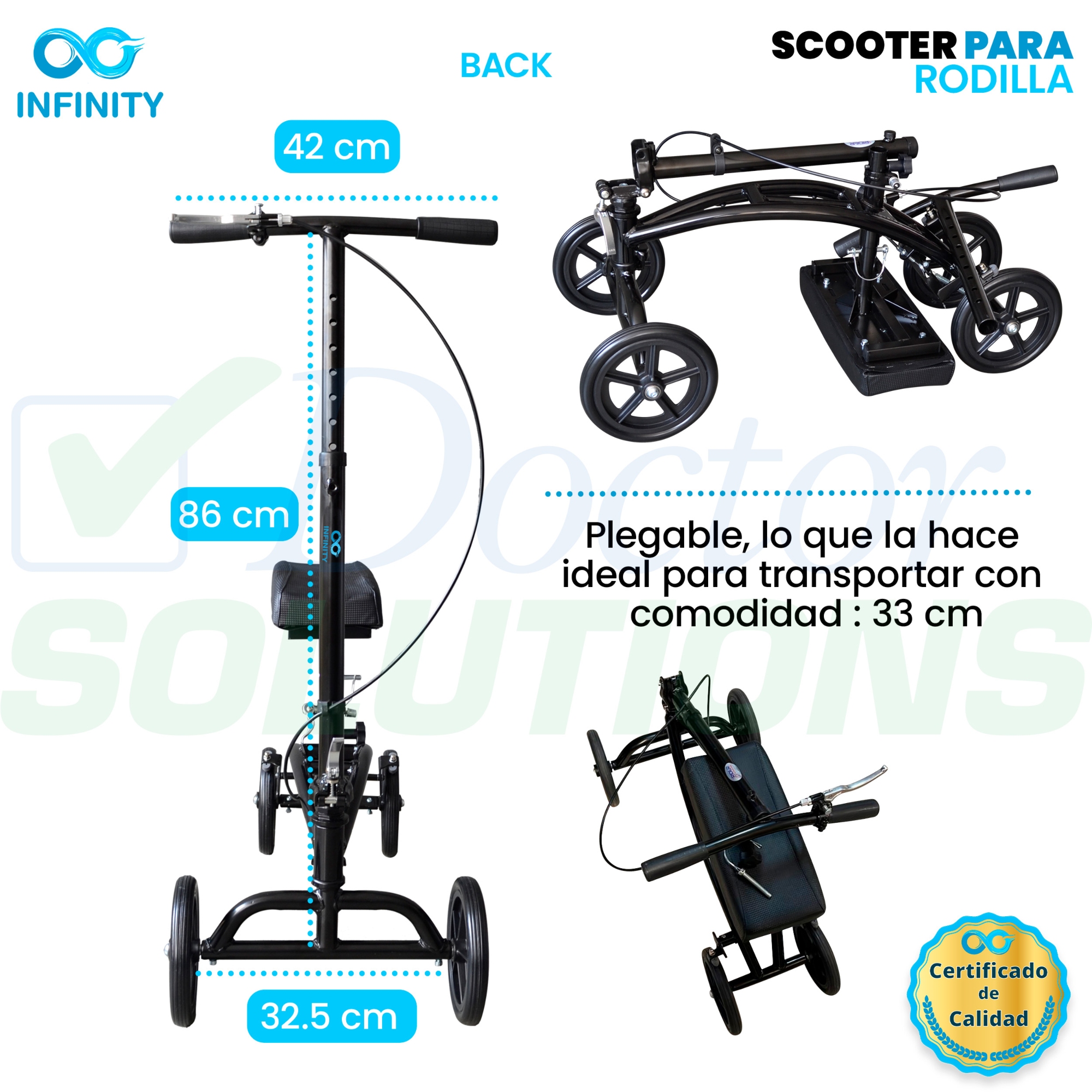 Andadera Ortopédica, Scooter Rider Para Rodilla Con Frenos.