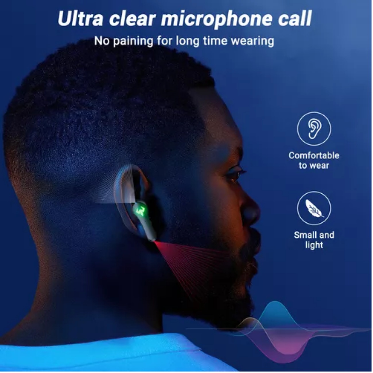 Audífonos Bluetooth inalámbricos in-ear gamer Occiam N35 negro con luz verde LED