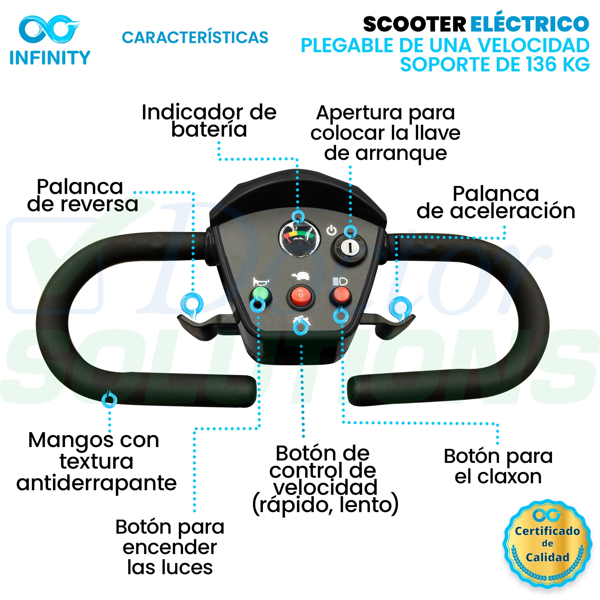 Scooter Infinity Plegable Recargable Silla Ruedas Eléctrica Color Full Black.