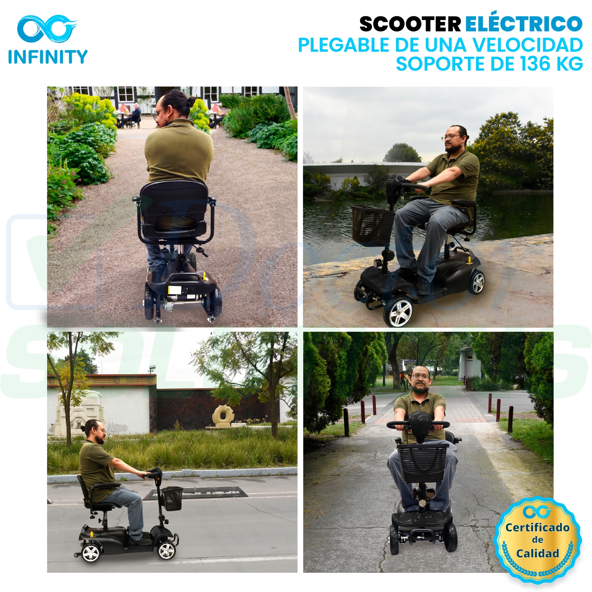 Scooter Infinity Plegable Recargable Silla Ruedas Eléctrica Color Full Black.