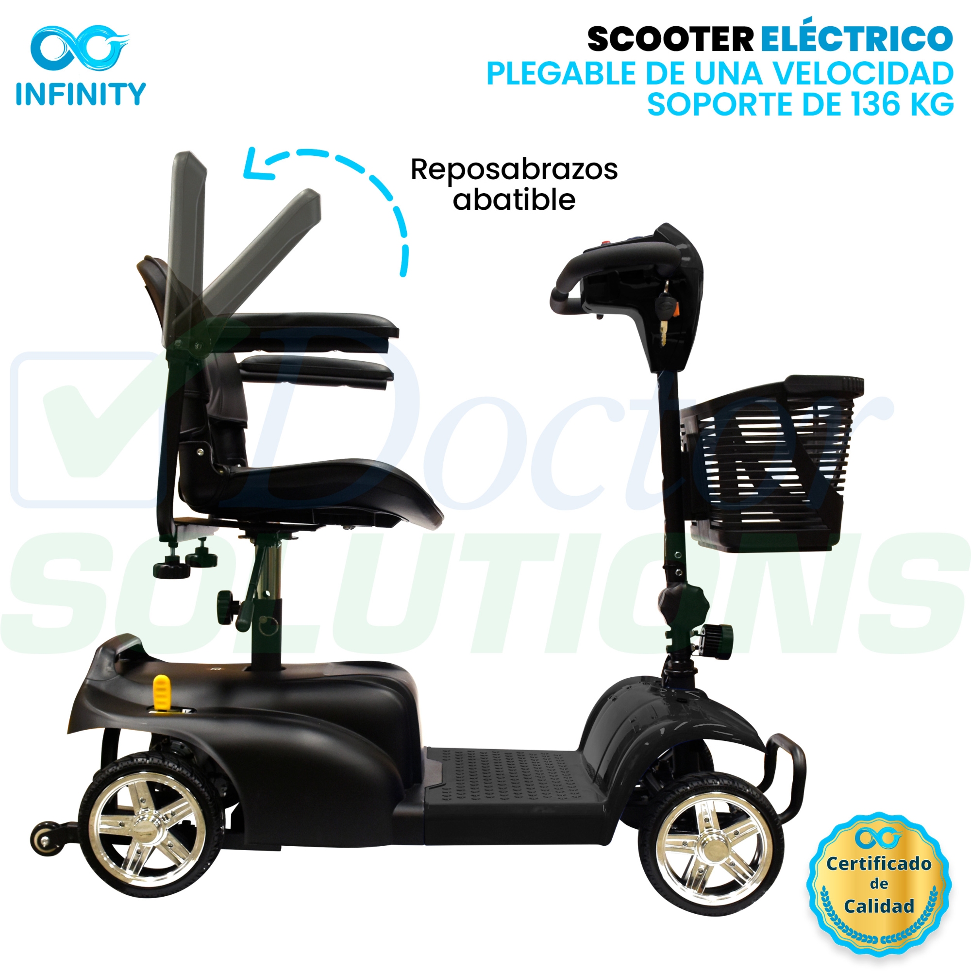 Scooter Infinity Plegable Recargable Silla Ruedas Eléctrica Color Full Black.