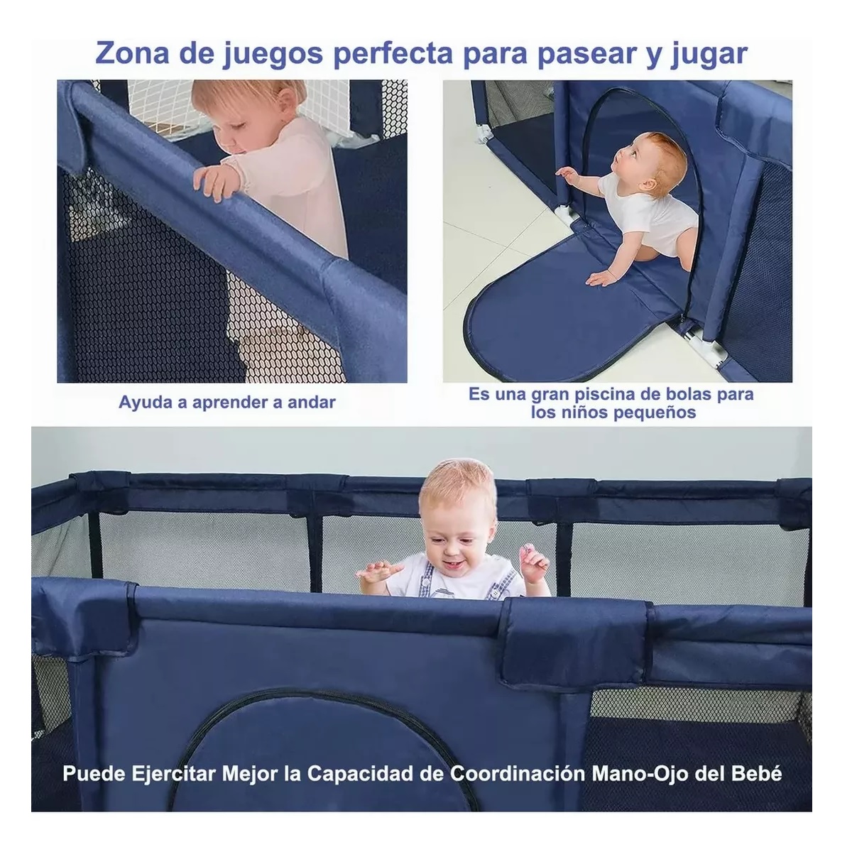 Corralito Para Bebe Gimnasio De Juegos Infantil Azul