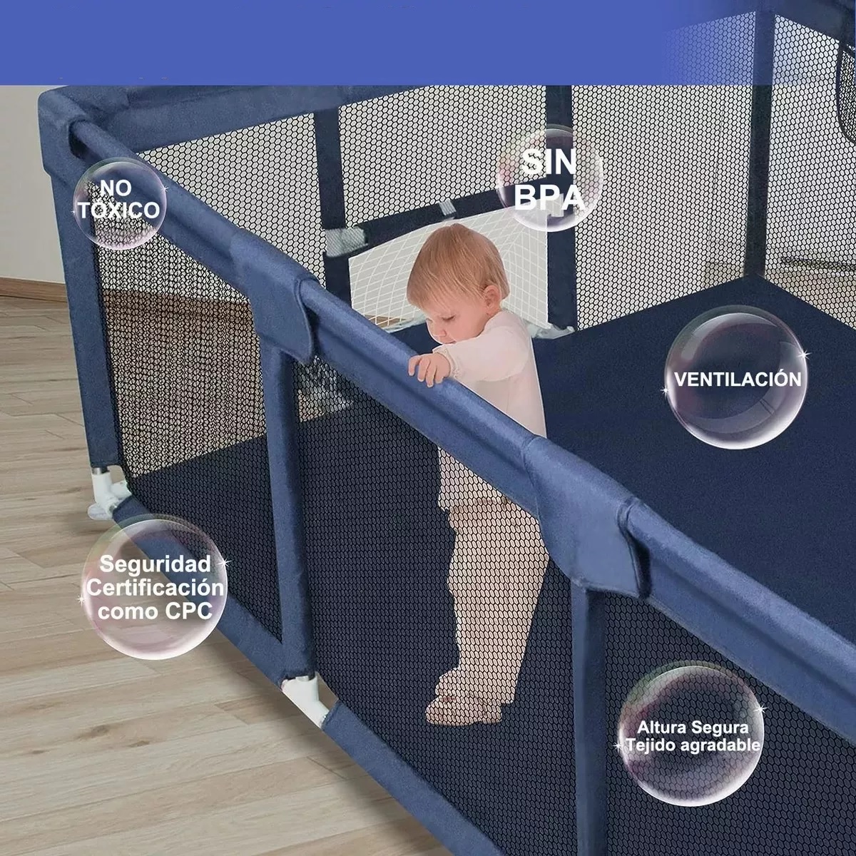 Corralito Para Bebe Gimnasio De Juegos Infantil Azul