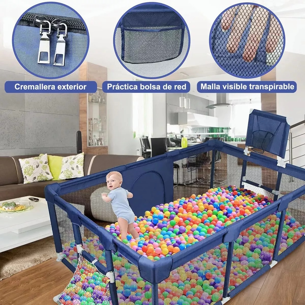 Corralito Para Bebe Gimnasio De Juegos Infantil Azul