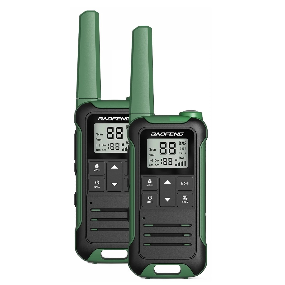 Walkie talkie Radio verde bidireccional carga tipo C de largo alcance recargable viaje Camping.