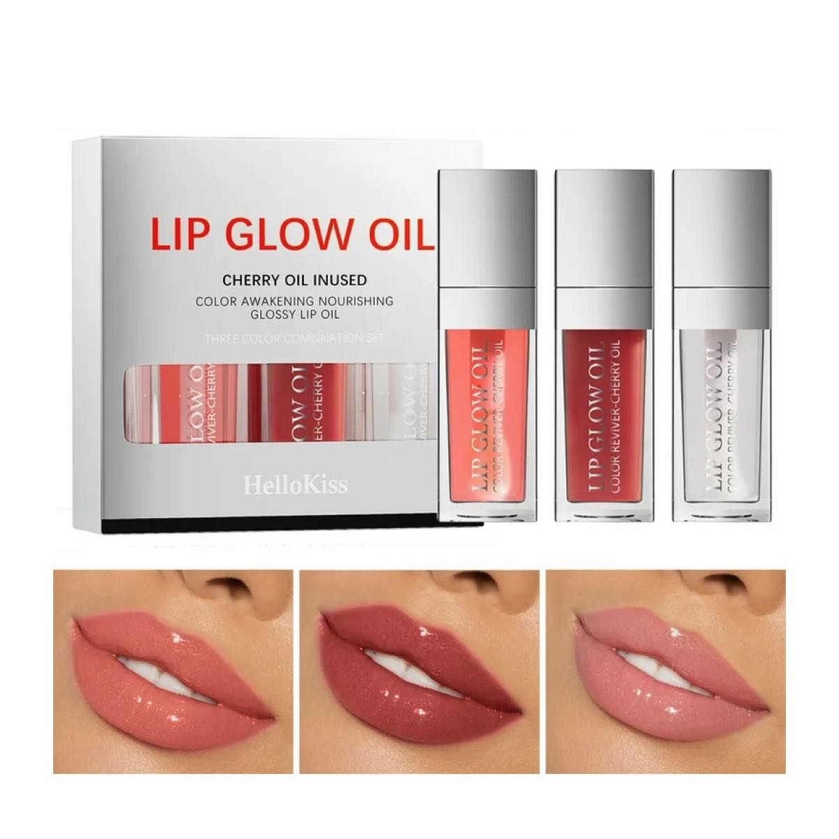 Set De 3 Aceites Para Labios Lip Glow Oil Gloss Hidratante.