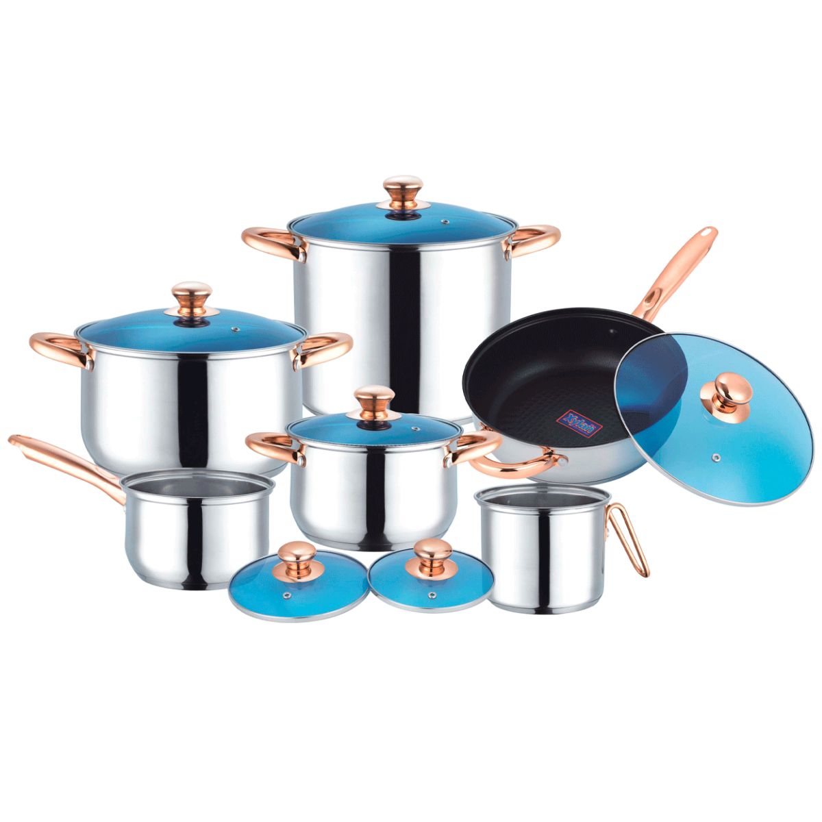 Batería de Cocina Kitchenes Barcelona 12 Piezas Acero Inoxidable Premium .