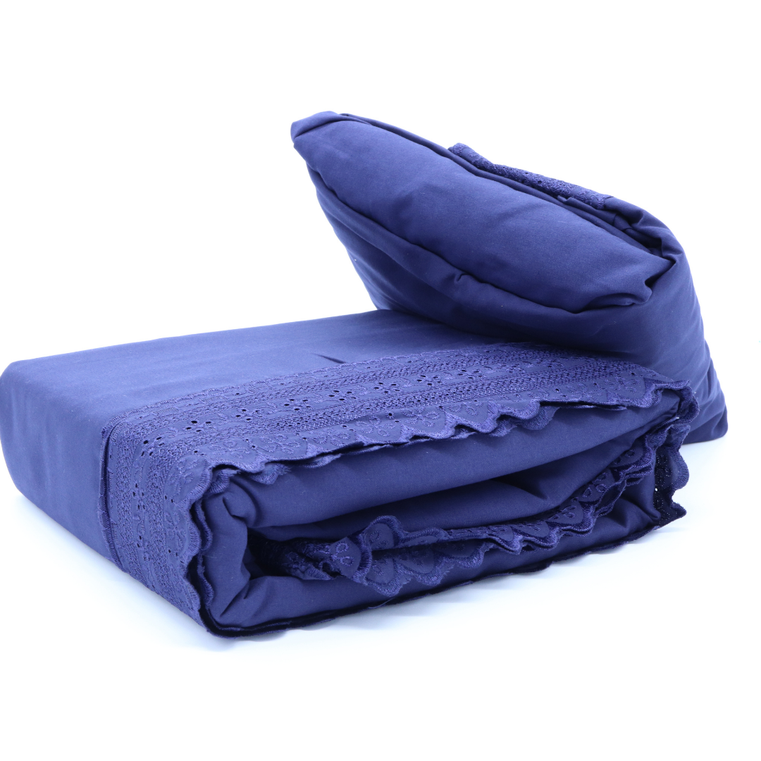 Juego de sábanas Individual Tacto Algodón 1800 Hilos, 100% poliéster, Suave y Duradero, hipoalergenico y con Control Termico. Color Azul Marino.