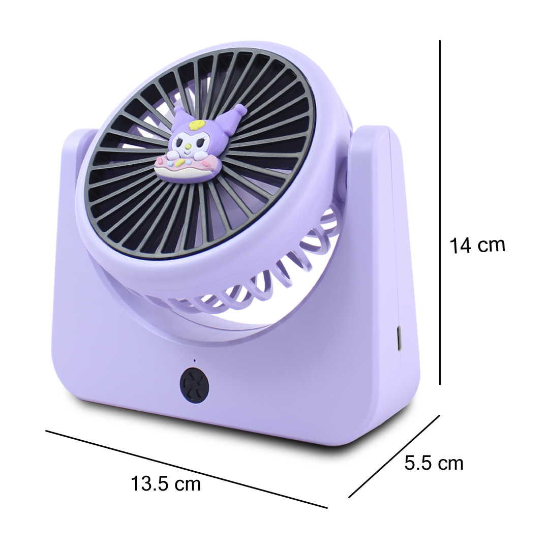 Mini Ventilador Violeta De Escritorio 3 Velocidades Recargable.