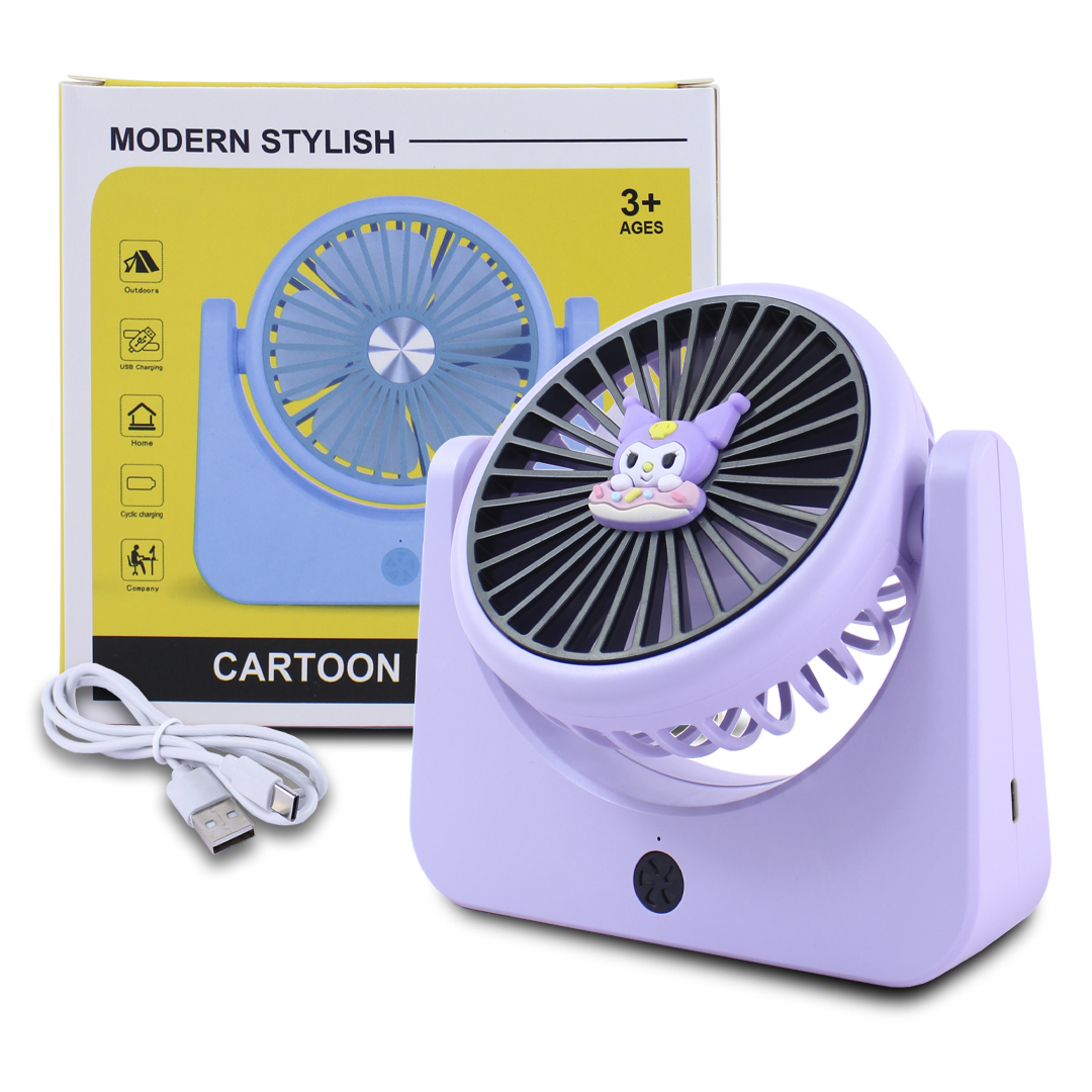 Mini Ventilador Violeta De Escritorio 3 Velocidades Recargable.