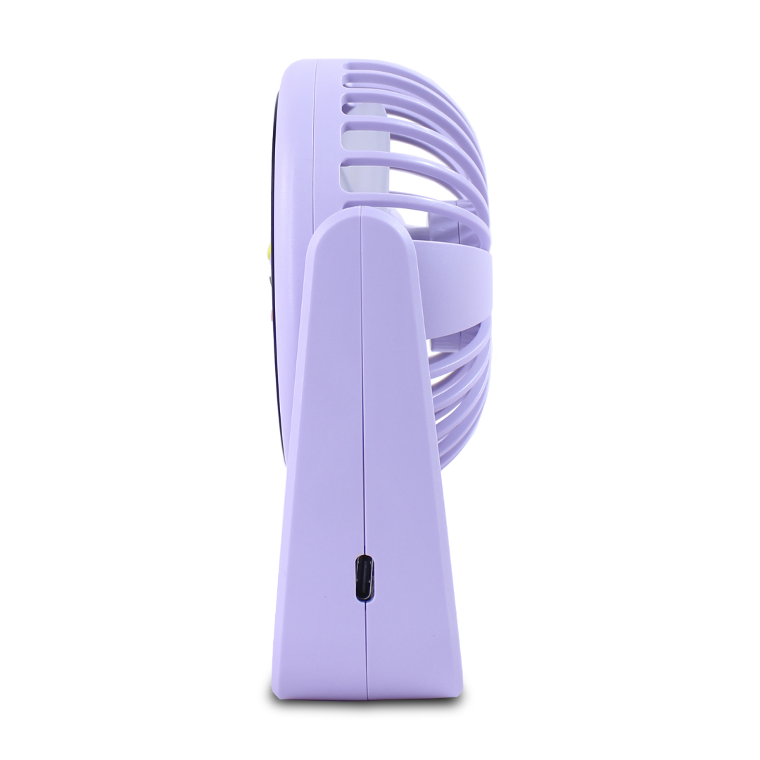 Mini Ventilador Violeta De Escritorio 3 Velocidades Recargable.