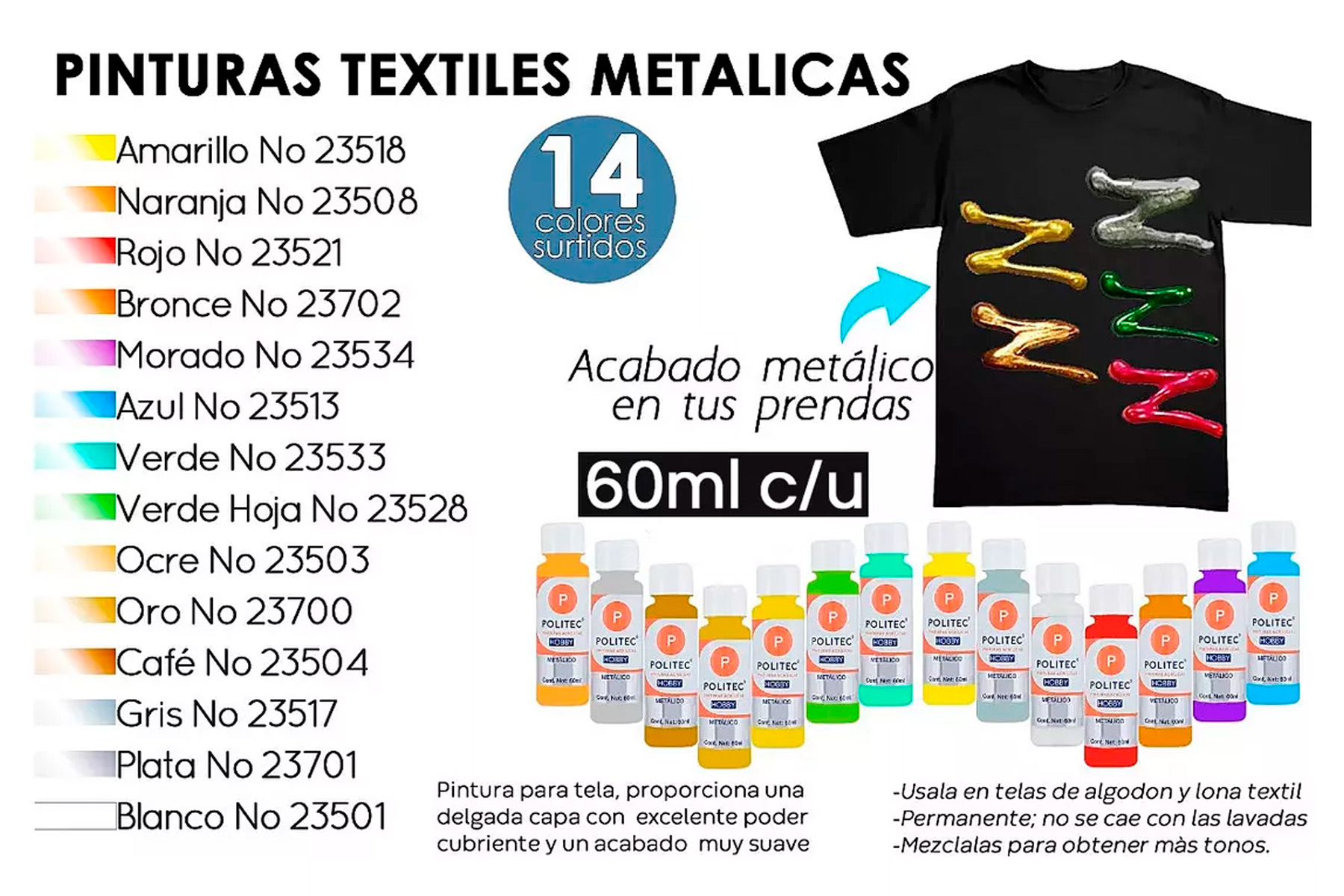 Pintura Metalica Textil Tenis Mochilas Playeras Ropa Gorras