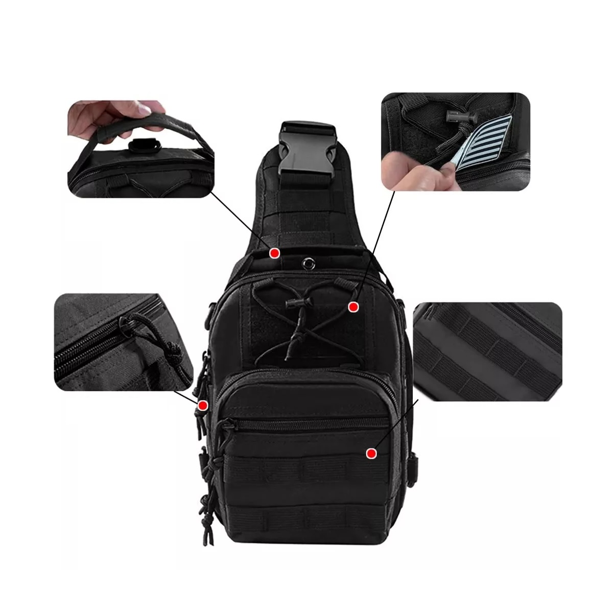 Mochila Táctica Militar Bandolera Cruzada Pechera Negro