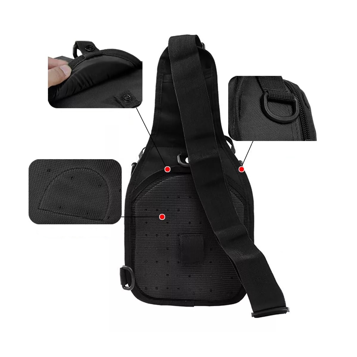 Mochila Táctica Militar Bandolera Cruzada Pechera Negro