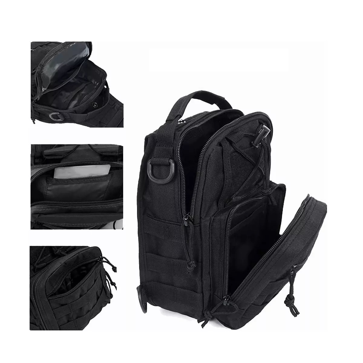 Mochila Táctica Militar Bandolera Cruzada Pechera Negro
