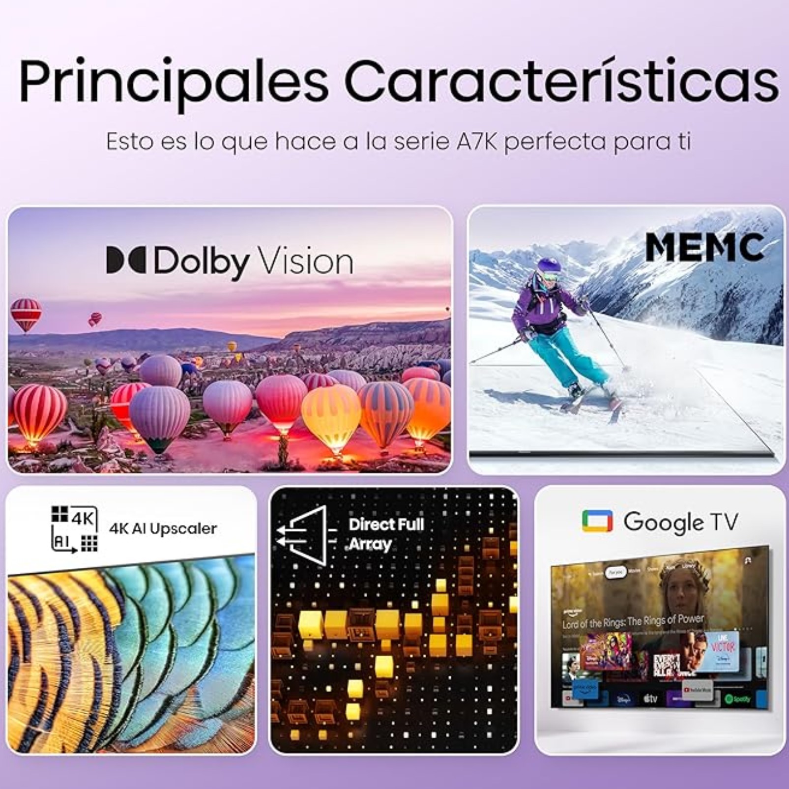 Smart TV Hisense LED de 65" 4K/UHD 65A65K Google TV .