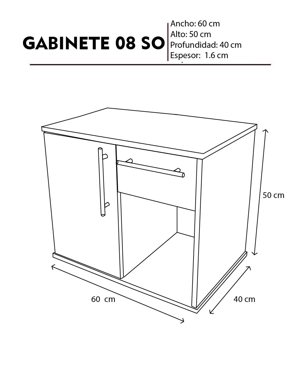 Gabinete Para Baño Con Puerta Y Cajón Sin Lavabo Y Monomando