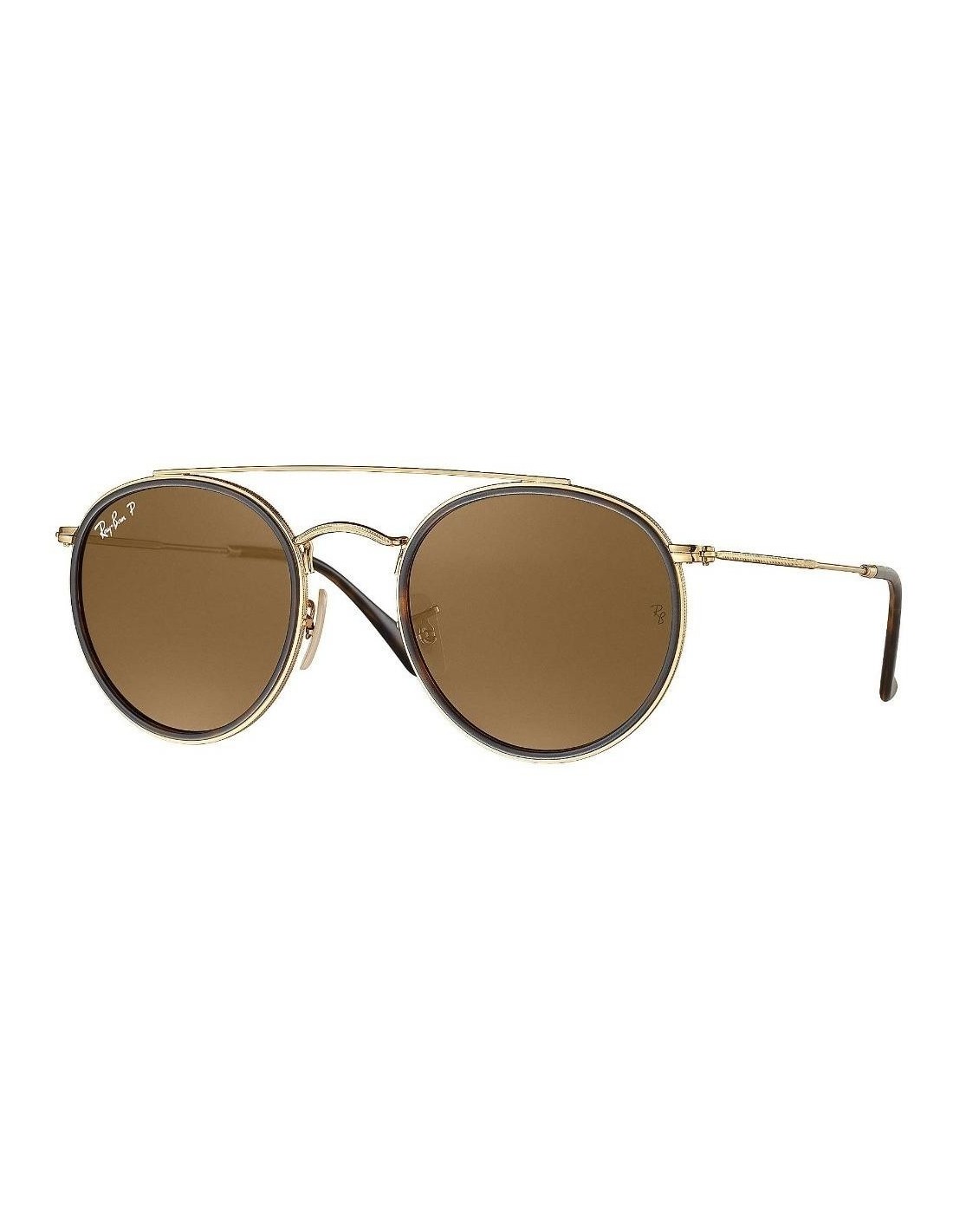 Lentes de sol Ray Ban Rb3647n 001/57 Round Double Bridge Cafe Polarizado