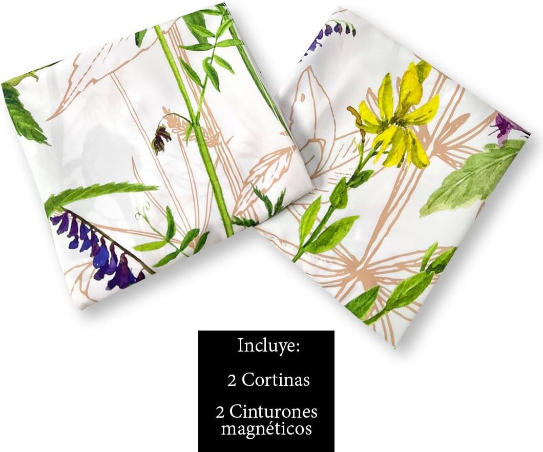 Béla Home Cortinas Cocina Estampada 1.30 Alto X 2m Ancho (Flora).