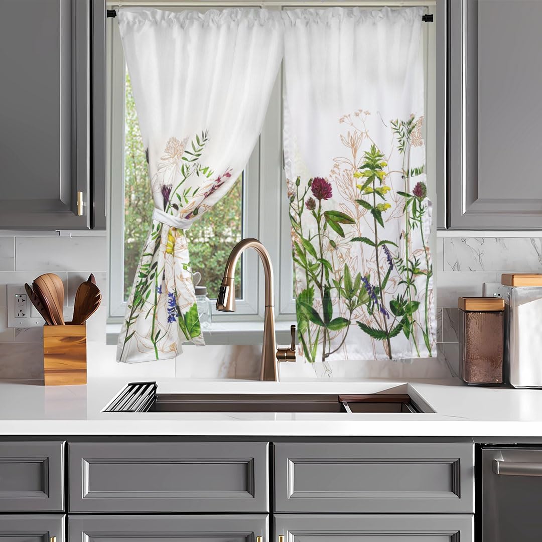 Béla Home Cortinas Cocina Estampada 1.30 Alto X 2m Ancho (Flora).