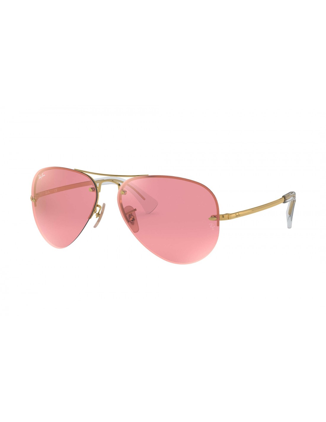 Lentes de sol Ray Ban RB3449 001 E4 Aviator Rosa Espejo Dorado