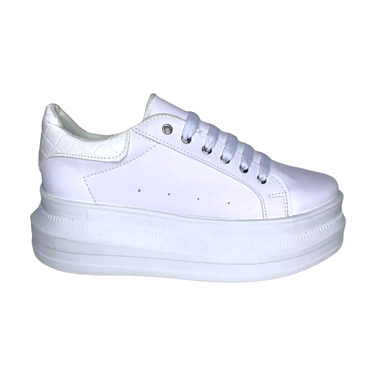 Tenis De Dama Blanco Plataforma Casuales Urbanos Moda LAS CUATAS.