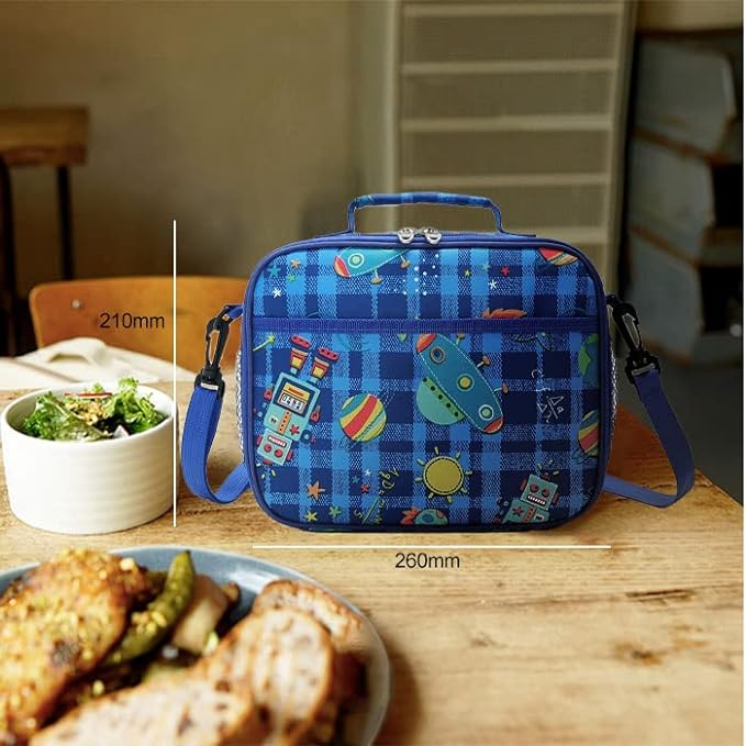Bolsa de Almuerzo Robot Bolsa de Almuerzo Grande con Doble Aislamiento Bolsa Aislante Reutilizable para el Almuerzo Bolsa de Almuerzo con Correa de Hombro Desmontable.