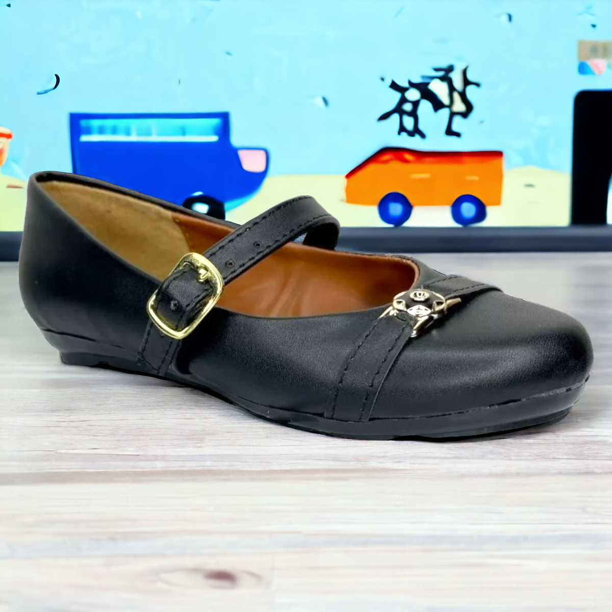 Zapato Escolar Para Niña Resistente De Escolta Negro LAS CUATAS.