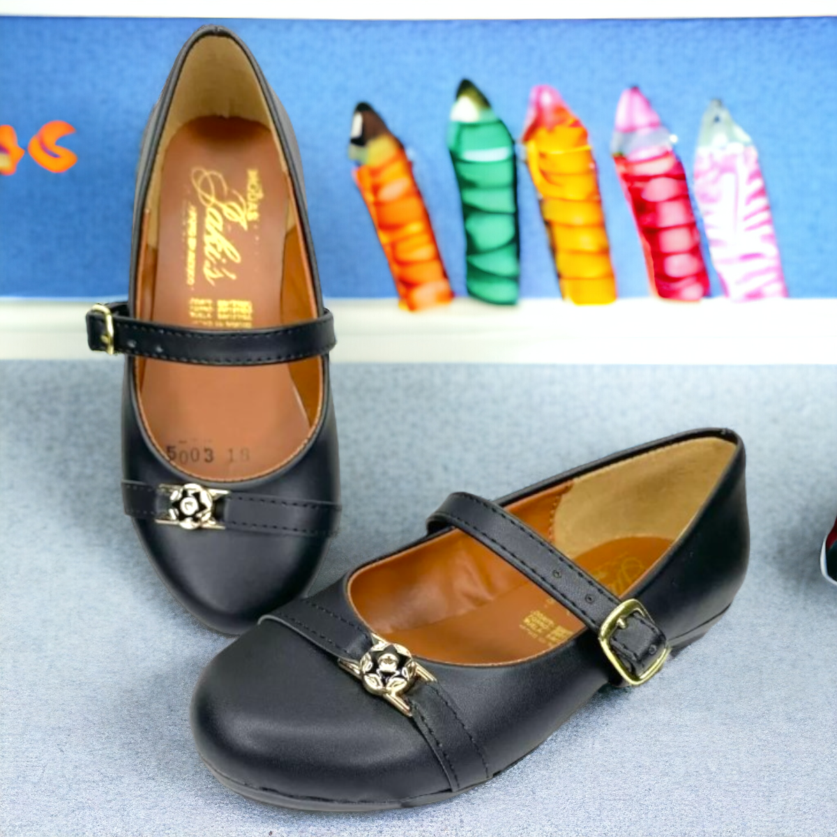Zapato Escolar Para Niña Resistente De Escolta Negro LAS CUATAS.